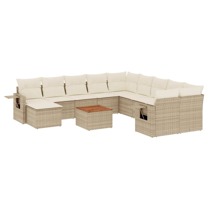 sofasæt til haven 12 dele med hynder polyrattan beige