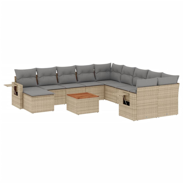 sofasæt til haven 12 dele med hynder polyrattan beige