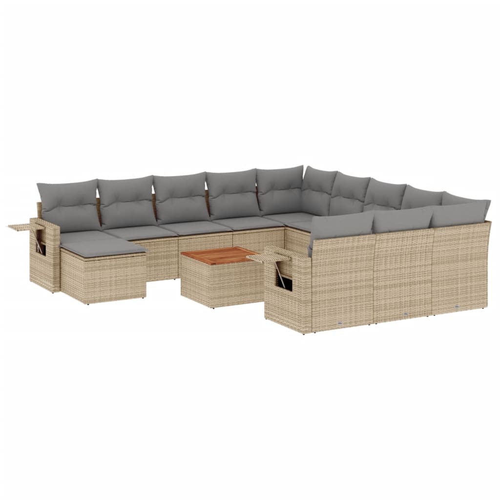sofasæt til haven 13 dele med hynder polyrattan beige
