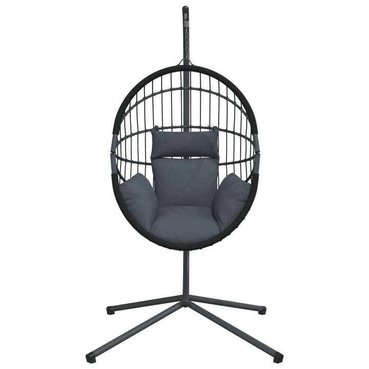 hængestol på stativ rattan og stål antracitgrå