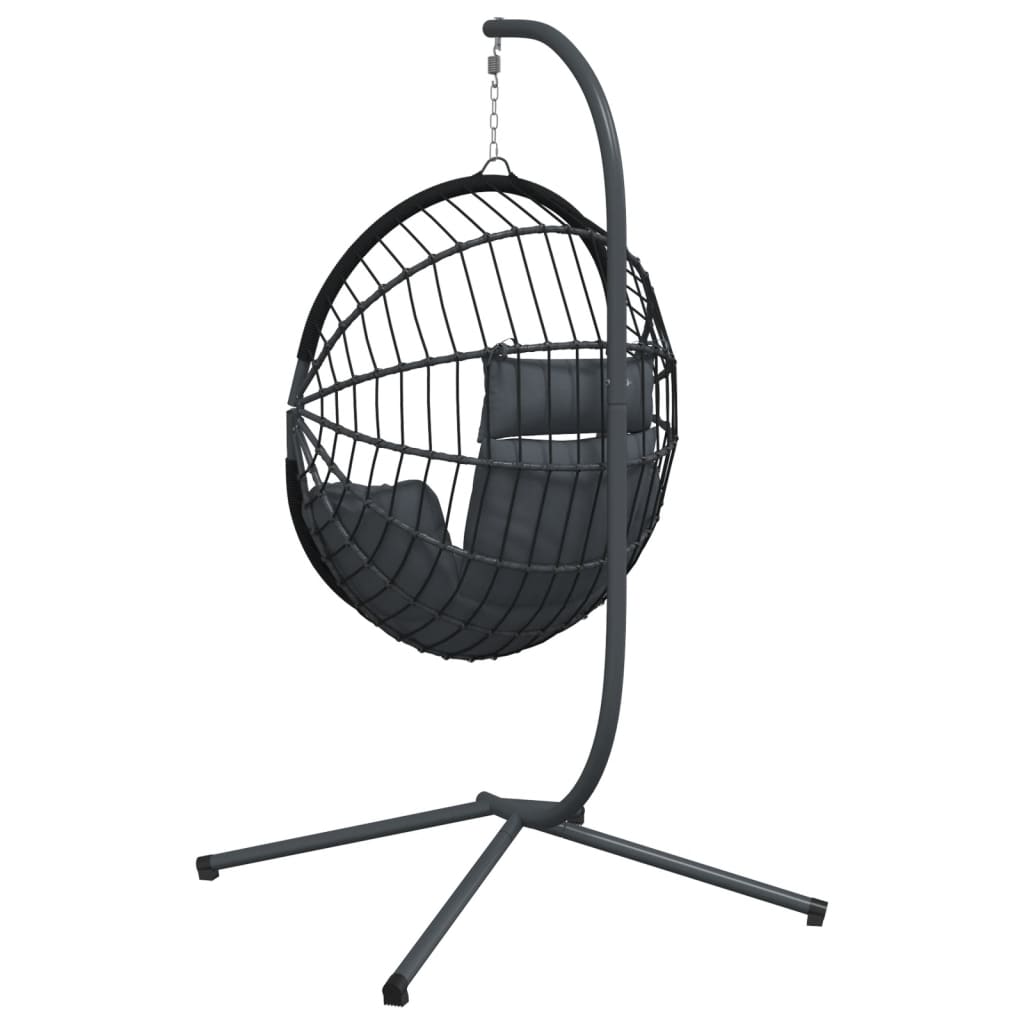hængestol på stativ rattan og stål antracitgrå