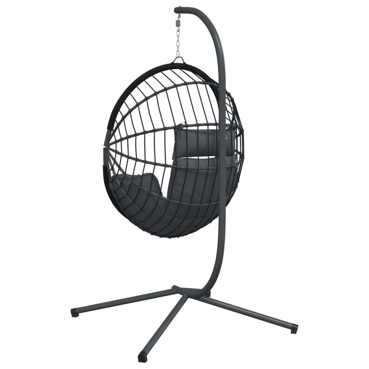 hængestol på stativ rattan og stål antracitgrå