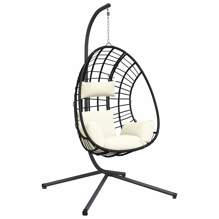 hængestol på stativ rattan og stål beige