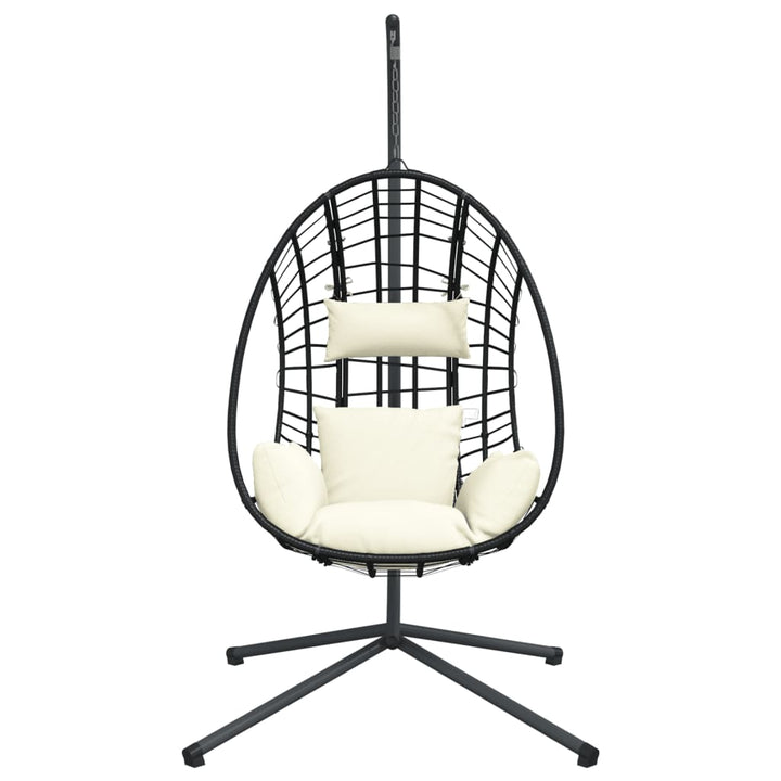 hængestol på stativ rattan og stål beige