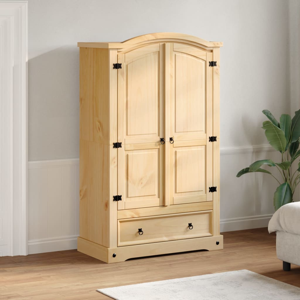 garderobe "Corona" 101x52x170 cm massivt træ fyrretræ