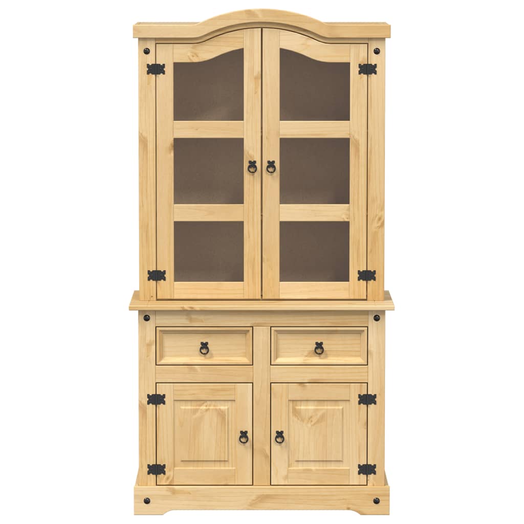 glasskab Corona 100x48,5x179 cm massivt fyrretræ