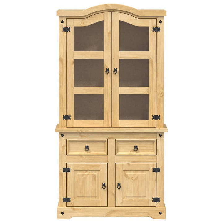 glasskab Corona 100x48,5x179 cm massivt fyrretræ
