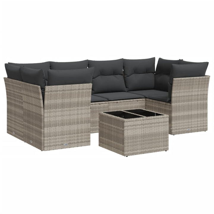 sofasæt til haven 7 dele med hynder polyrattan lysegrå
