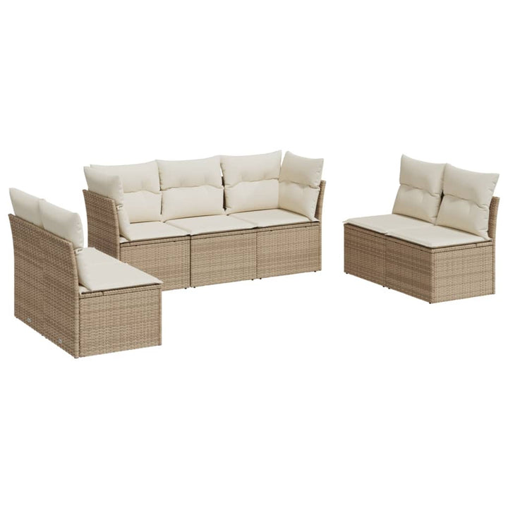 sofasæt til haven 7 dele med hynder polyrattan beige