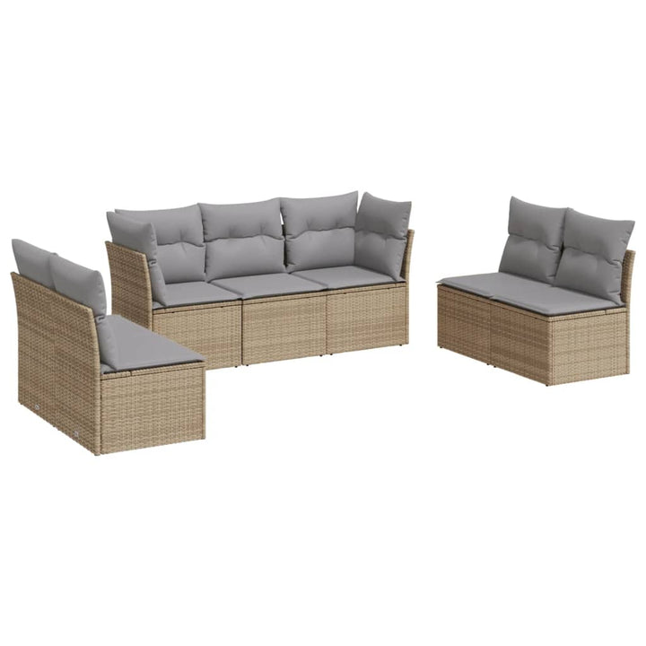 sofasæt til haven 7 dele med hynder polyrattan beige
