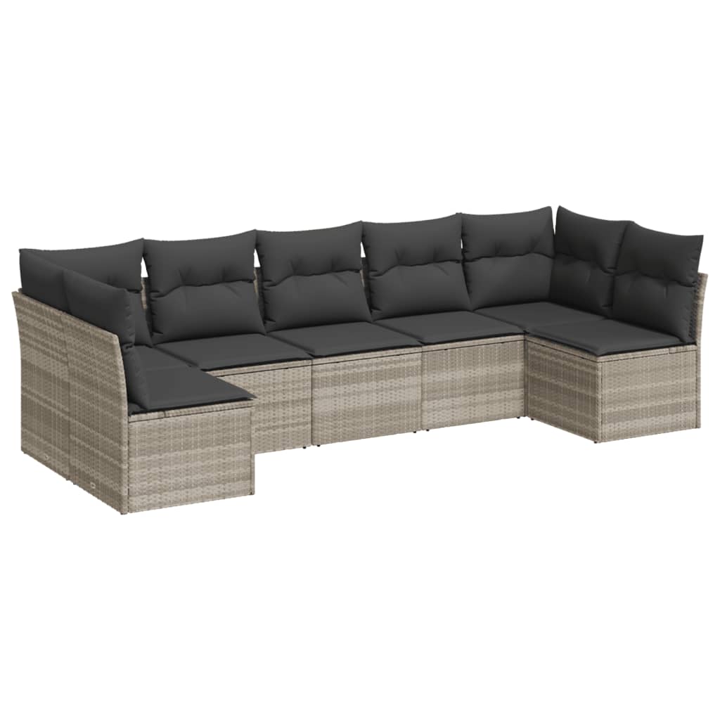 sofasæt til haven 7 dele med hynder polyrattan lysegrå