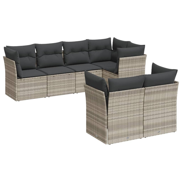 sofasæt til haven 7 dele med hynder polyrattan lysegrå
