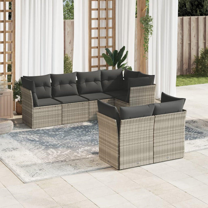 sofasæt til haven 7 dele med hynder polyrattan lysegrå
