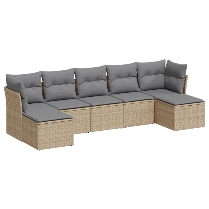 sofasæt til haven 7 dele med hynder polyrattan beige