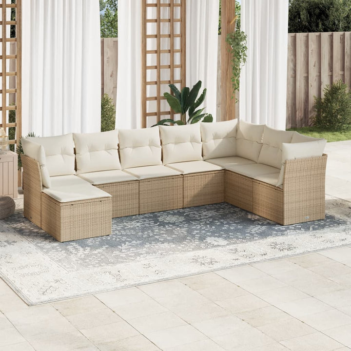 sofasæt til haven 8 dele med hynder polyrattan beige