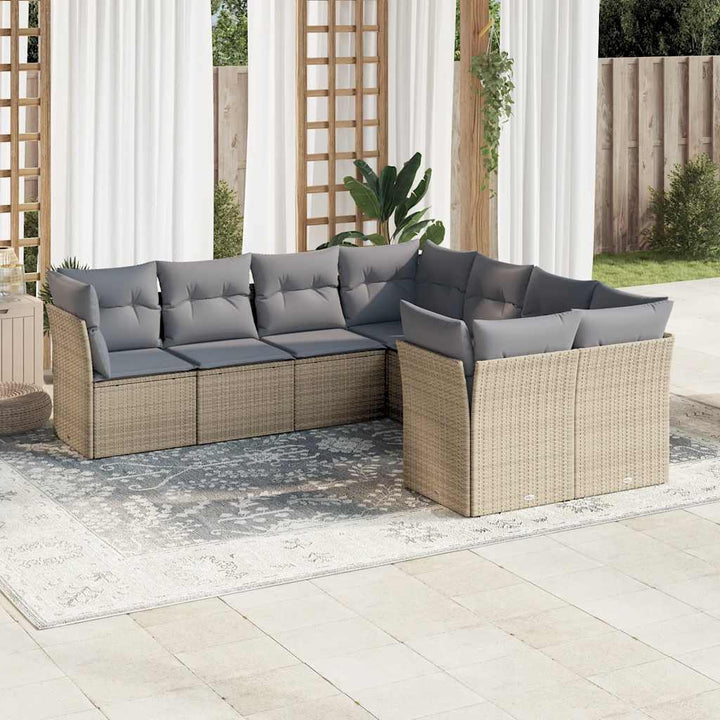 sofasæt til haven 8 dele med hynder polyrattan beige
