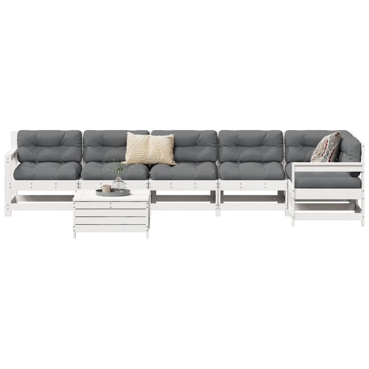 sofasæt til haven 7 dele massivt fyrretræ hvid