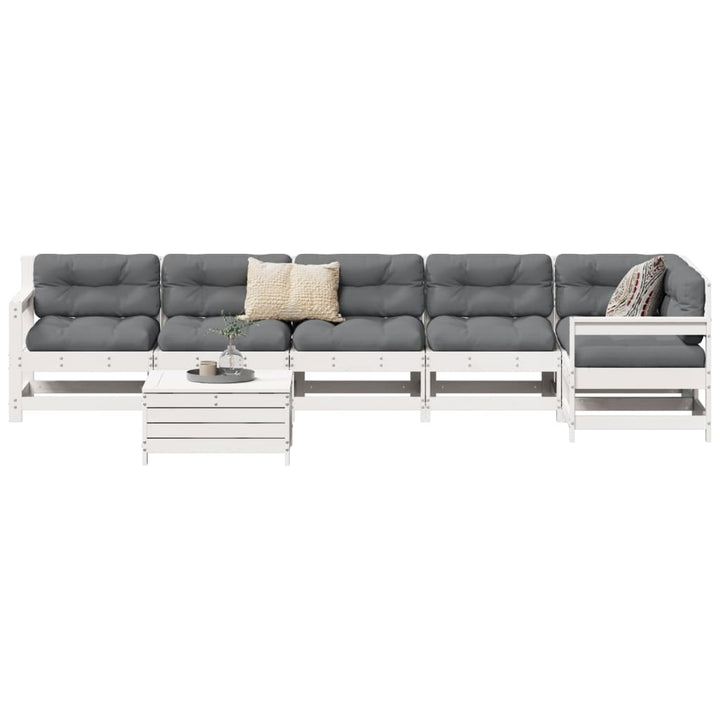 sofasæt til haven 7 dele massivt fyrretræ hvid