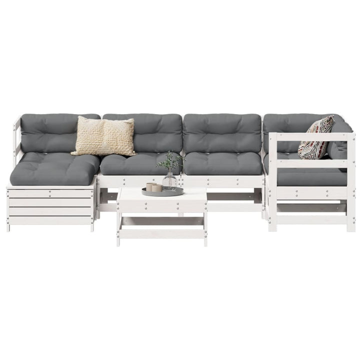 sofasæt til haven 7 dele massivt fyrretræ hvid