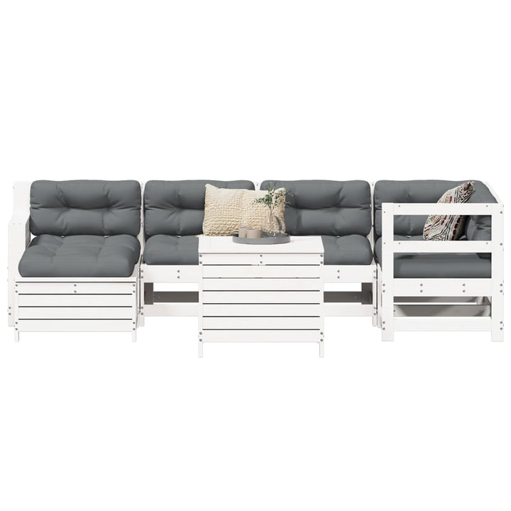 sofasæt til haven 7 dele massivt fyrretræ hvid