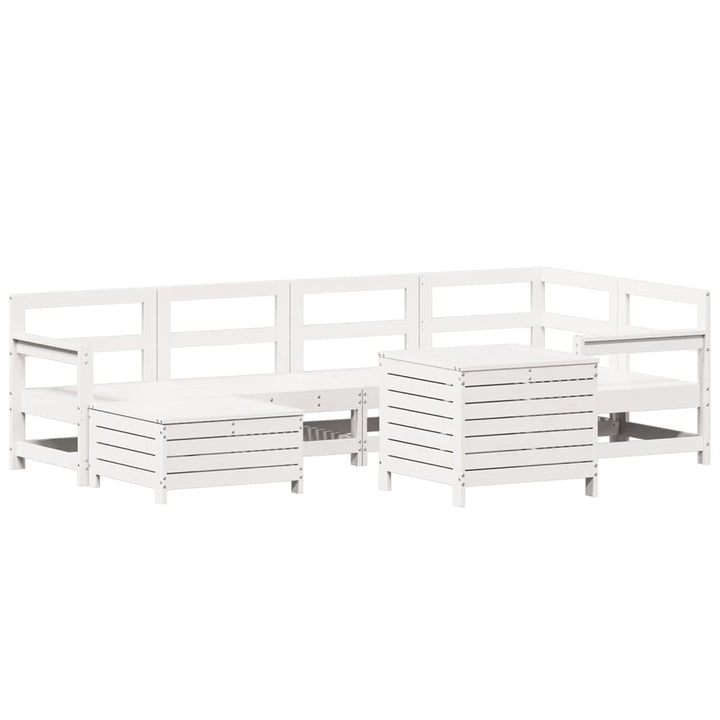 sofasæt til haven 7 dele massivt fyrretræ hvid