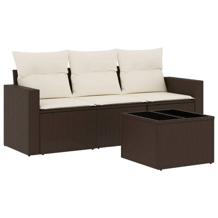sofasæt til haven 4 dele med hynder polyrattan brun