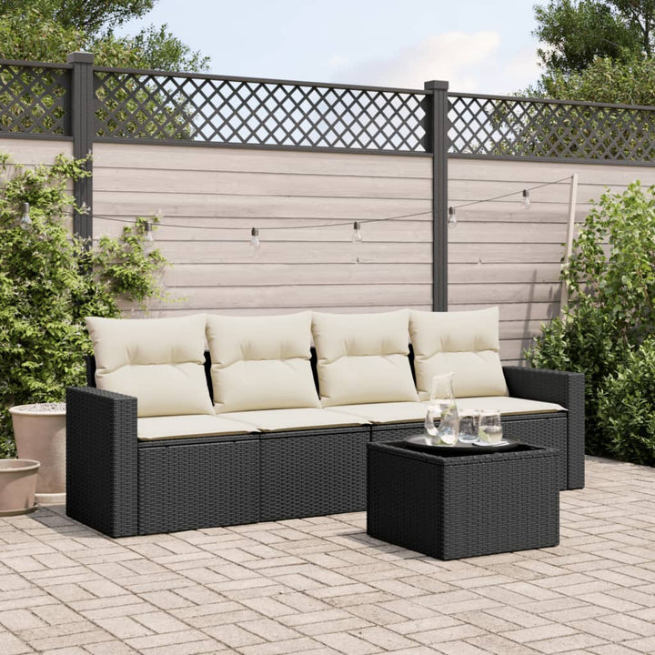 sofasæt til haven 5 dele med hynder polyrattan sort