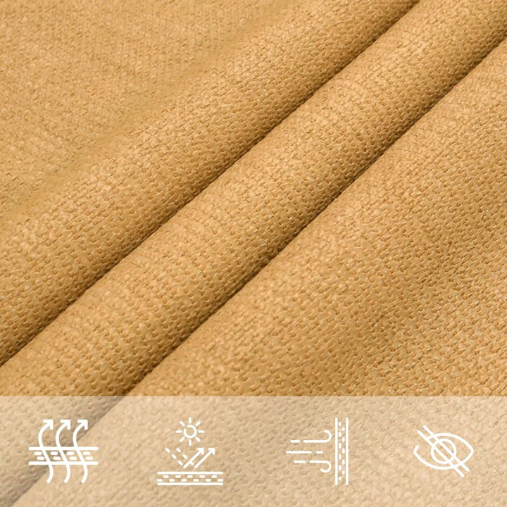 solsejl 6x7 m 160 g/m² HDPE rektangulær sandfarvet
