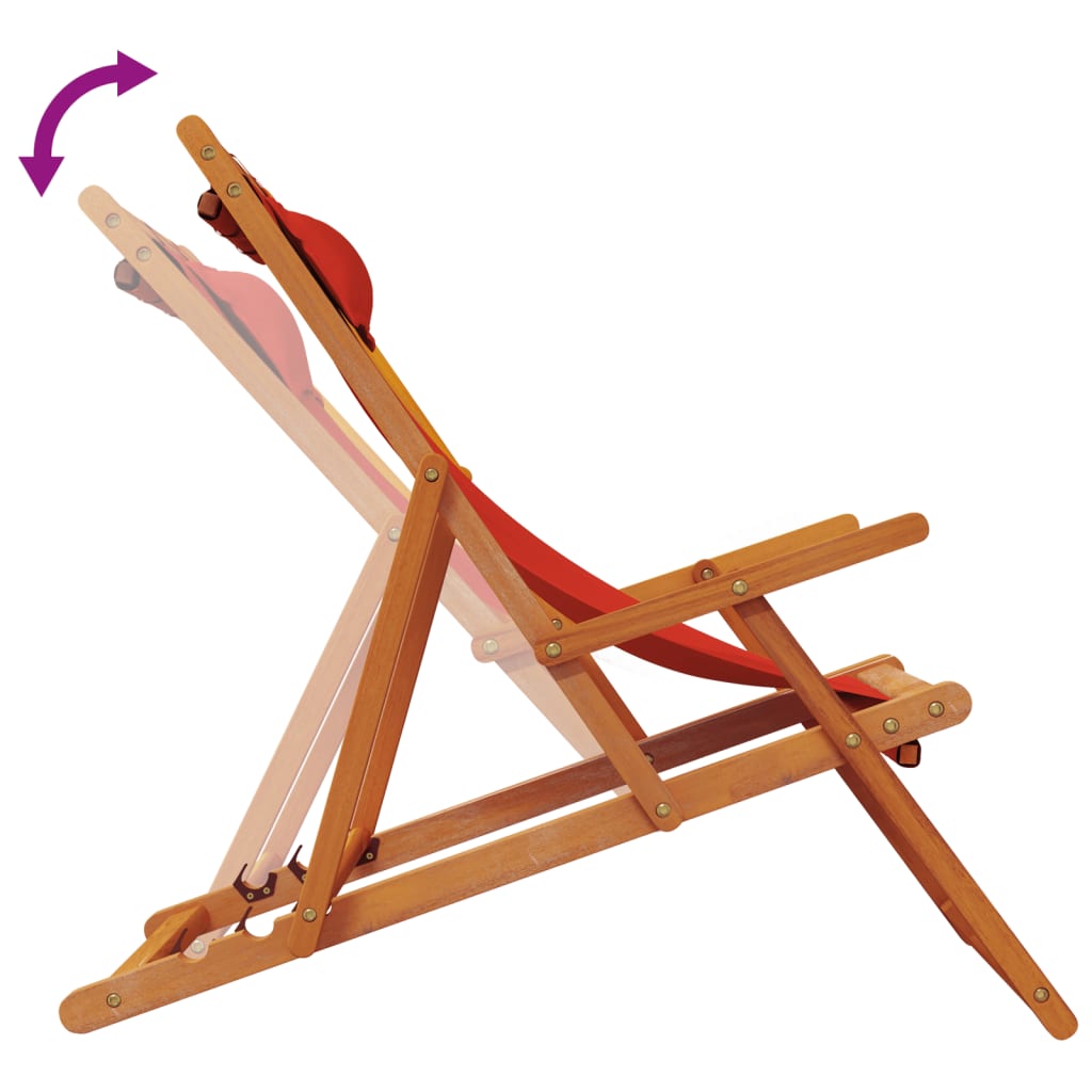 foldbare strandstole 2 stk. stof rød