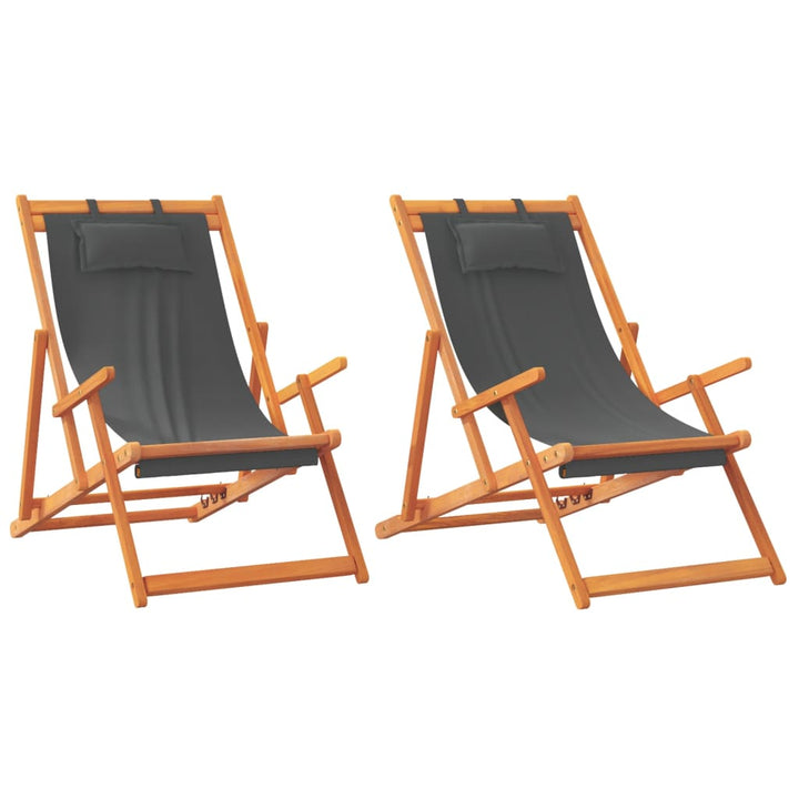 foldbare strandstole 2 stk. stof grå