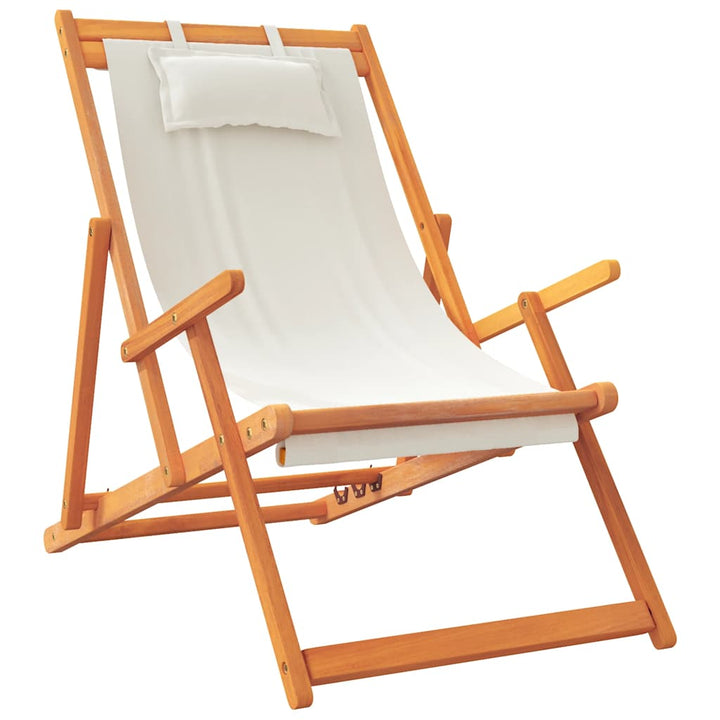 strandstole 2 stk. foldbare stof cremefarvet
