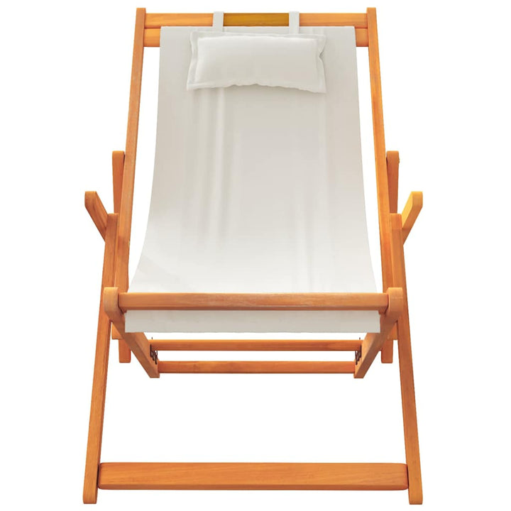 strandstole 2 stk. foldbare stof cremefarvet