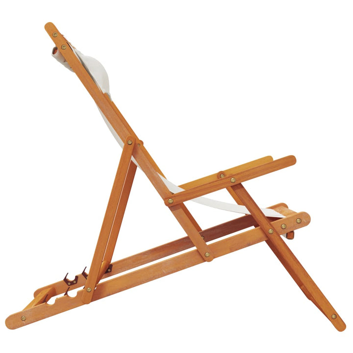 strandstole 2 stk. foldbare stof cremefarvet