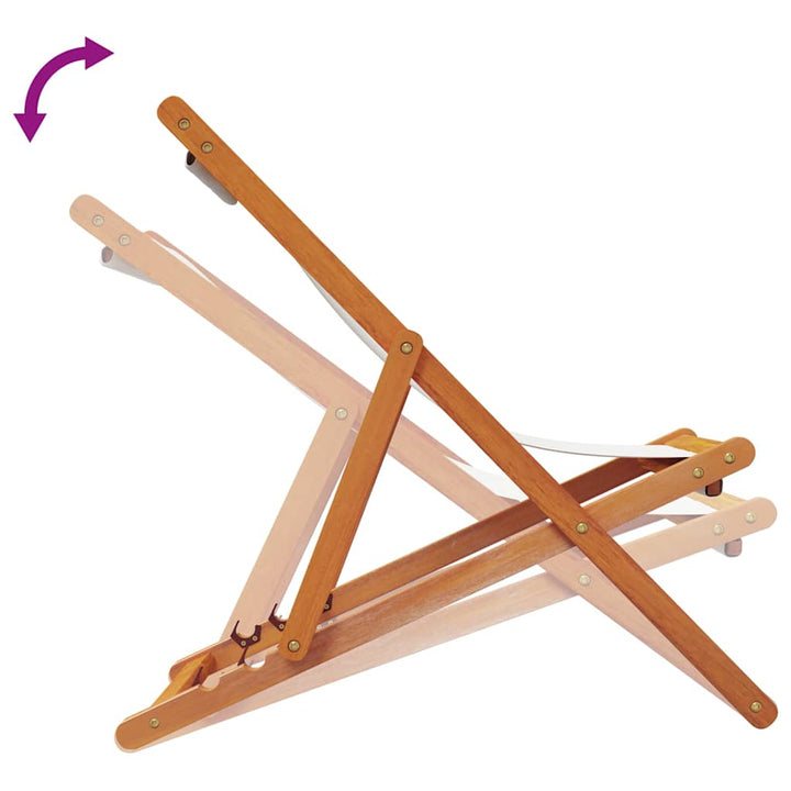 strandstole 2 stk. foldbare stof cremefarvet