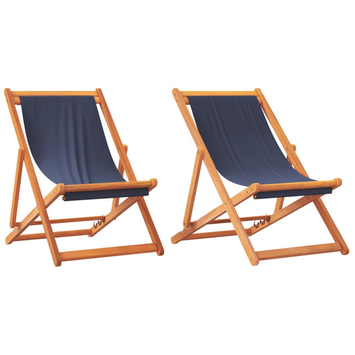foldbare strandstole 2 stk. stof blå