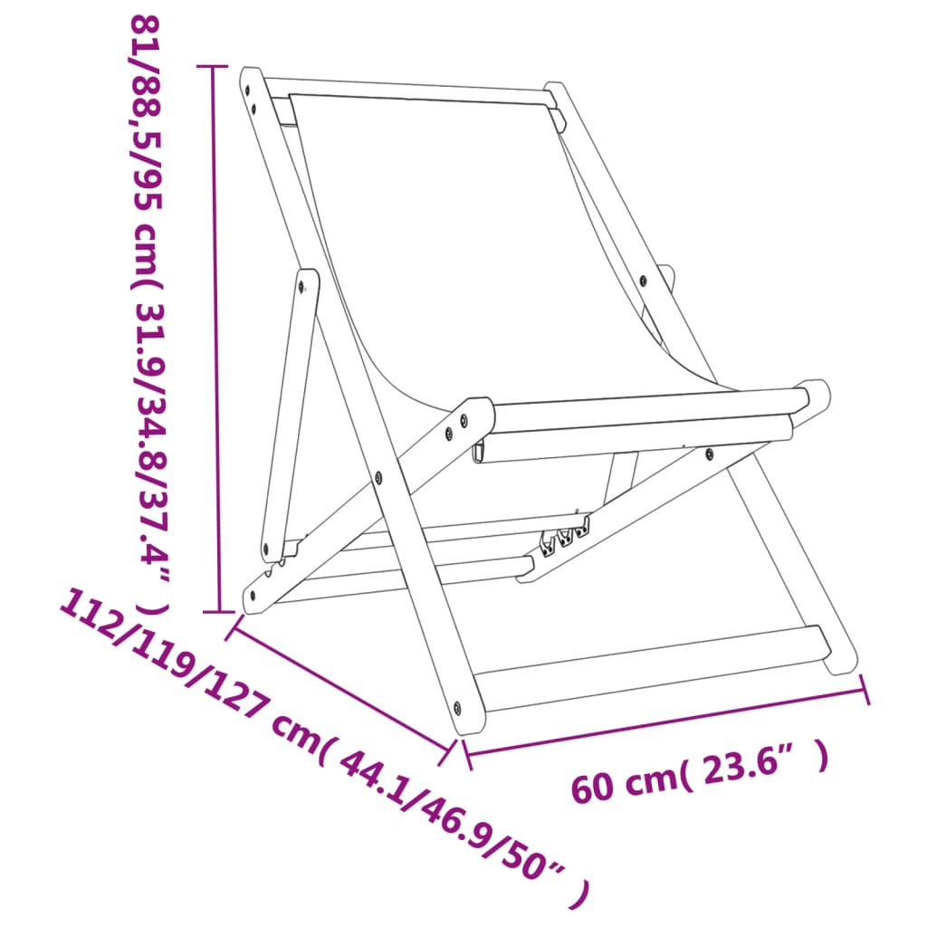 foldbare strandstole 2 stk. stof flerfarvet