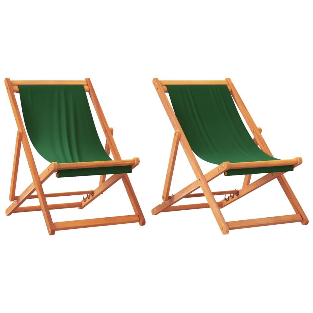 foldbare strandstole 2 stk. stof grøn