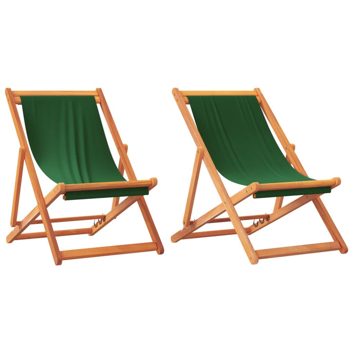 foldbare strandstole 2 stk. stof grøn