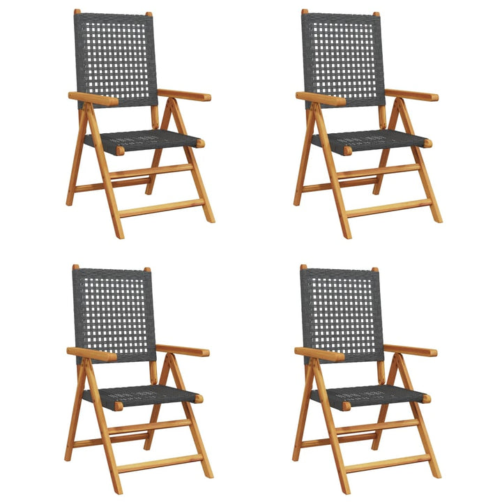 havestole 4 stk. med lænefunktion polyrattan sort