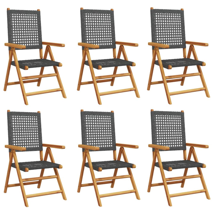 havestole 6 stk. med lænefunktion polyrattan sort