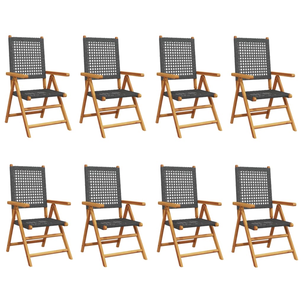 havestole 8 stk. med lænefunktion polyrattan sort