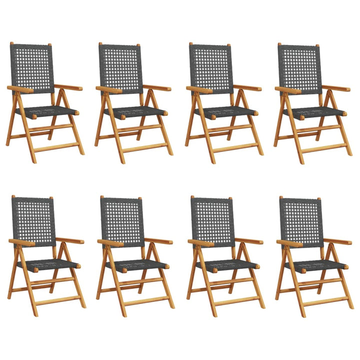 havestole 8 stk. med lænefunktion polyrattan sort