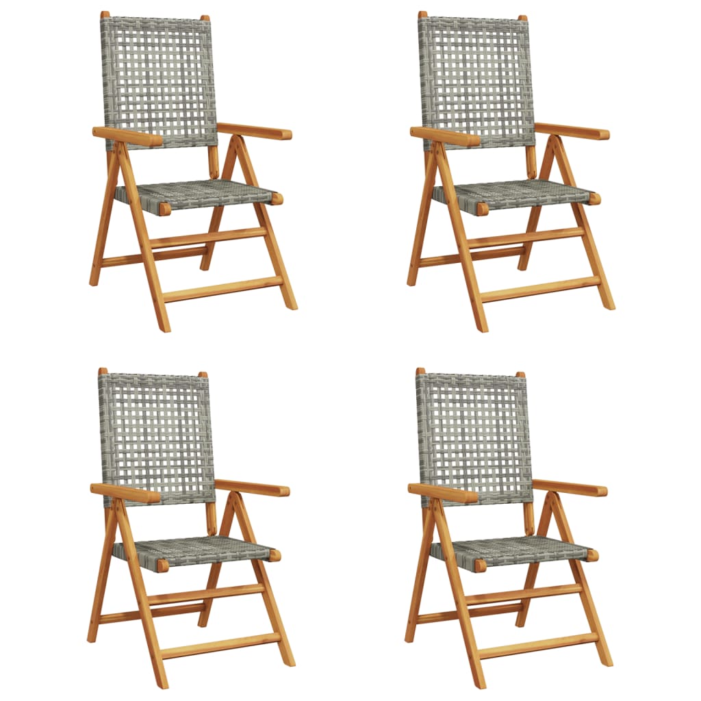 havestole 4 stk. med lænefunktion polyrattan grå