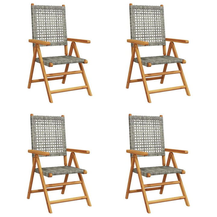 havestole 4 stk. med lænefunktion polyrattan grå