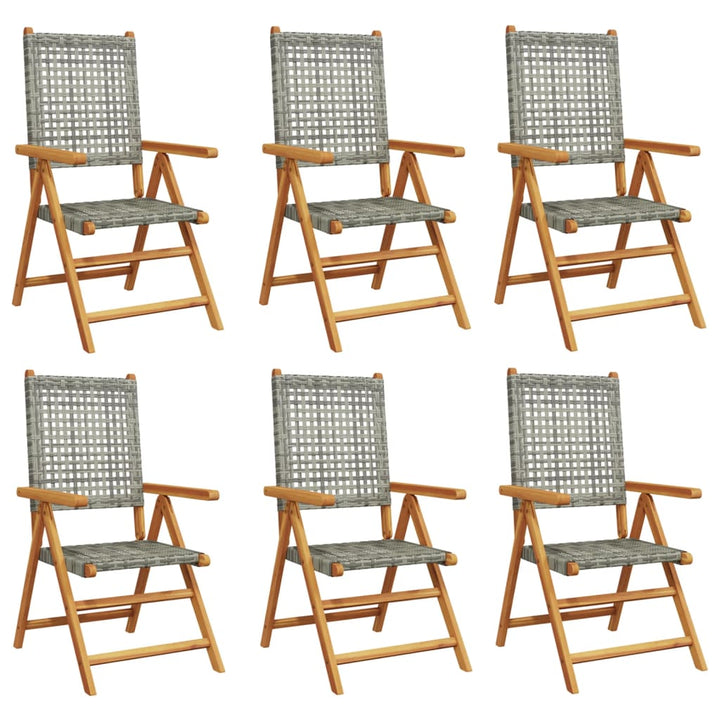 havestole 6 stk. med lænefunktion polyrattan grå