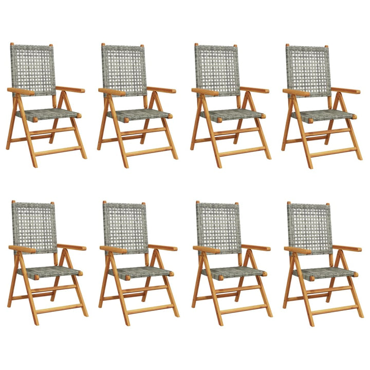 havestole 8 stk. med lænefunktion polyrattan grå