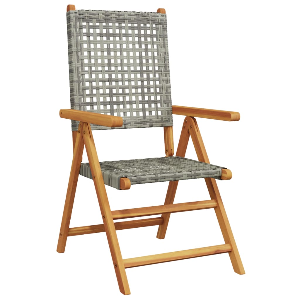 havestole 8 stk. med lænefunktion polyrattan grå