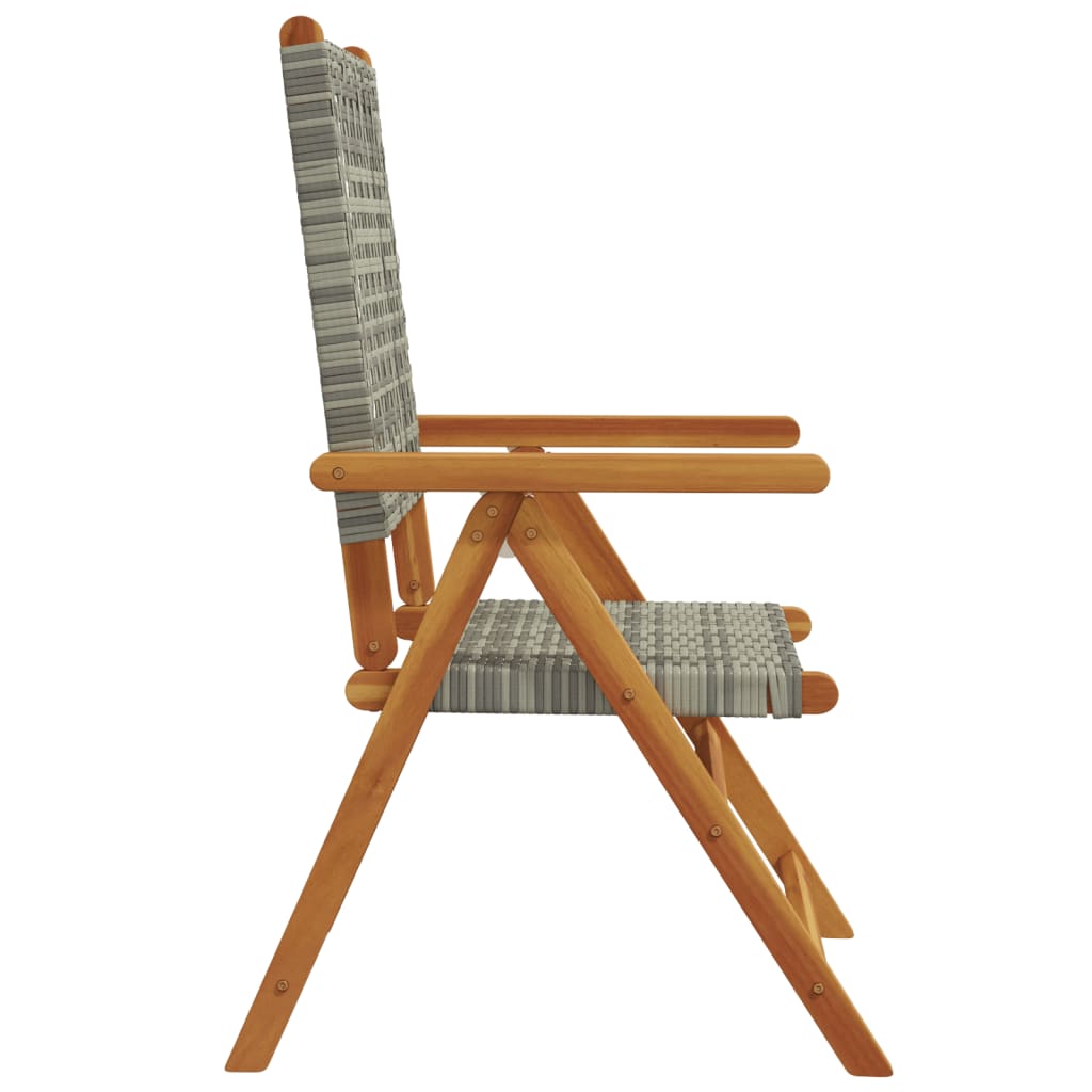 havestole 8 stk. med lænefunktion polyrattan grå