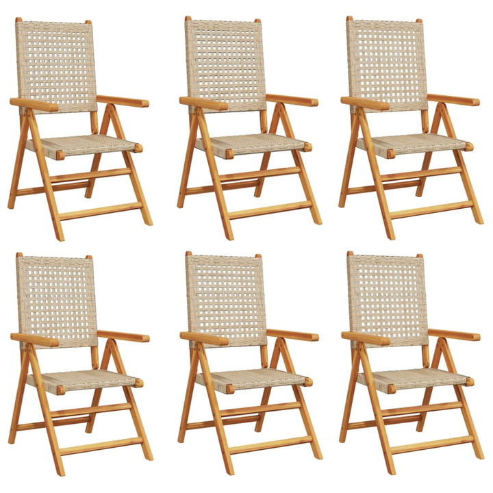 havestole 6 stk. med lænefunktion polyrattan beige
