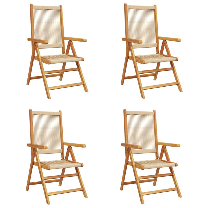 havestole 4 stk. med lænefunktion massivt akacietræ beige